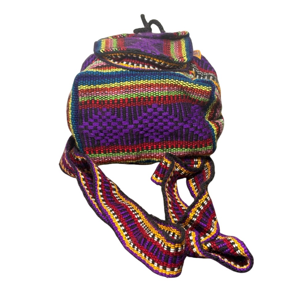 Pinzon Mini Backpack Unisex Small Multicolor Excellent Woven Boho Rucksack - Picture 5 of 9